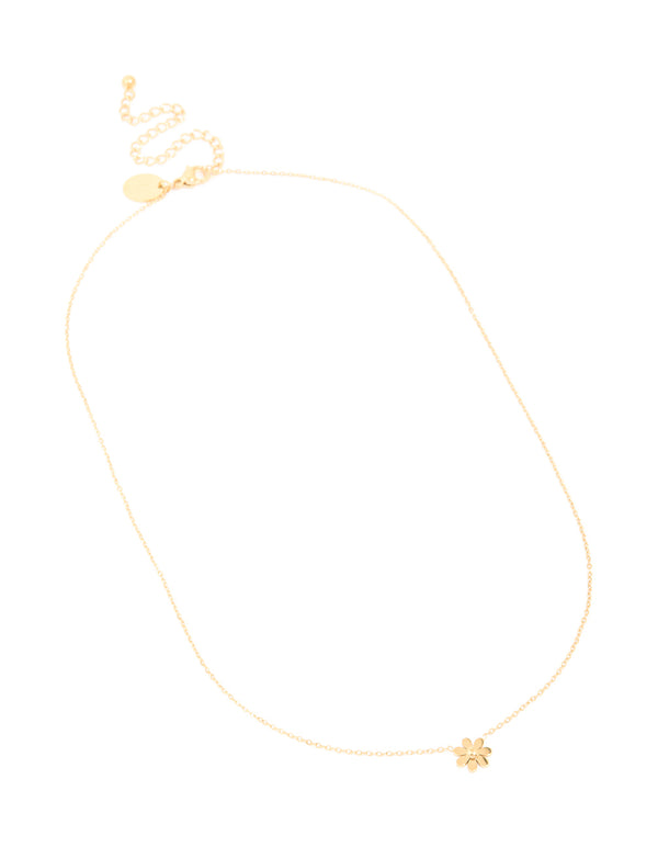 Waterproof Gold Plated Stainless Steel Flower Pendant Necklace