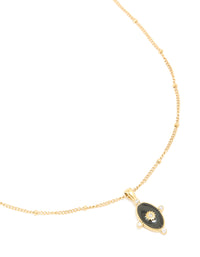 Waterproof Gold Plated Stainless Steel Black Tab Necklace - link has visual effect only