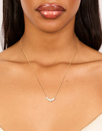 Waterproof Gold Plated Stainless Steel Cubic Zirconia Marquise Fan Necklace - link has visual effect only
