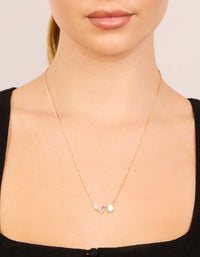 Waterproof Gold Plated Stainless Steel Mixed Shape Cubic Zirconia Trio Necklace - link has visual effect only