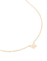 Waterproof Gold Plated Stainless Steel Cubic Zirconia Mini Butterfly Necklace - link has visual effect only