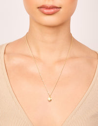 Waterproof Gold Plated Stainless Steel Cubic Zirconia Disc Pendant Necklace - link has visual effect only