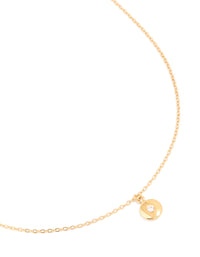 Waterproof Gold Plated Stainless Steel Cubic Zirconia Disc Pendant Necklace - link has visual effect only