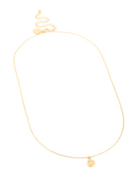 Waterproof Gold Plated Stainless Steel Cubic Zirconia Disc Pendant Necklace - link has visual effect only