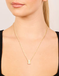 Waterproof Gold Plated Stainless Steel Cubic Zirconia Baguette Pendant Twisted Necklace - link has visual effect only