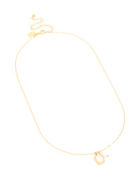 Waterproof Gold Plated Stainless Steel Pearl & Square Pendant Necklace Set - link has visual effect only