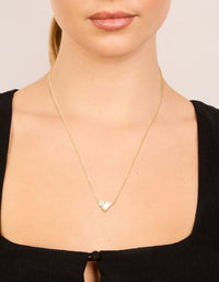 Waterproof Gold Plated Stainless Steel Cubic Zirconia Baguette & Round Pendant Necklace - link has visual effect only