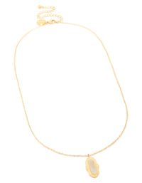 Waterproof Gold Plated Stainless Steel Semi Precious Stone Rectangle Boho Necklace - link has visual effect only