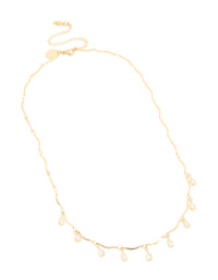 Waterproof Gold Plated Stainless Steel Cubic Zirconia Droplet Charms Necklace - link has visual effect only