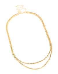 Waterproof Gold Plated Stainless Steel Double Box Chain Layered Necklace - link has visual effect only