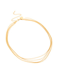 Waterproof Gold Plated Stainless Steel Multi Snake Chain Layered Necklace - link has visual effect only