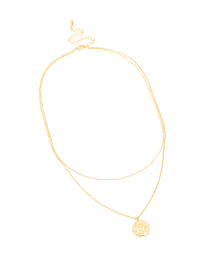 Waterproof Gold Plated Stainless Steel Fine Chain & Disc Pendant Layered Necklace - link has visual effect only