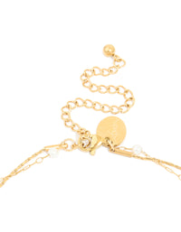 Waterproof Gold Plated Stainless Steel Pearl Beaded & Chain Layered Necklace - link has visual effect only