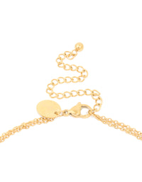 Waterproof Gold Plated Stainless Steel Green Jade Semi Precious Stone Pendant & Chain Layered Necklace - link has visual effect only