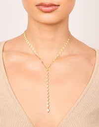 Waterproof Gold Plated Stainless Steel Disc Chain Y-Necklace - link has visual effect only