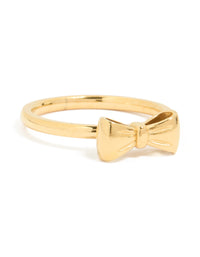 Waterproof Gold Plated Stainless Steel Bow Ring - link has visual effect only