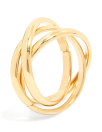 Waterproof Gold Plated Stainless Steel Locked Trio Band Layered Ring - link has visual effect only