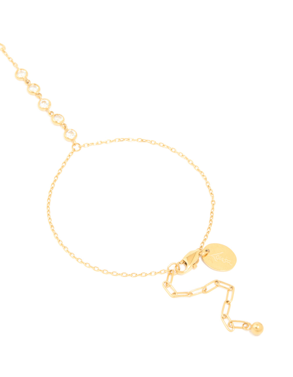 Waterproof Gold Plated Stainless Steel Diamante Fine Hand Chain