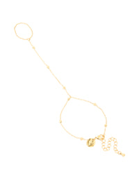 Waterproof Gold Plated Stainless Steel Ball Detail Hand Chain - link has visual effect only
