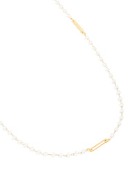 Waterproof Gold Plated Stainless Steel Pearl Waist Chain - link has visual effect only