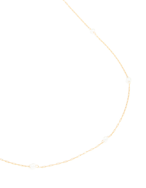 Waterproof Gold Plated Stainless Steel Pearl Detail Waist Chain