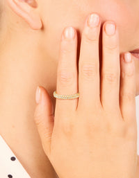 Waterproof Gold Plated Stainless Steel Cubic Zirconia Pave Skinny Ring - link has visual effect only
