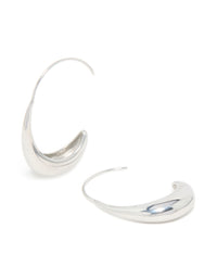 Showcasing waterproof stainless steel thick half hoop earrings in silver front view - link has visual effect only