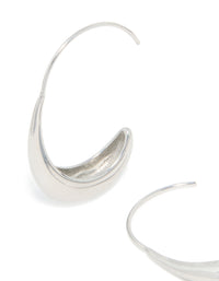 Designed with waterproof stainless steel thick half hoop earrings in silver close up view - link has visual effect only