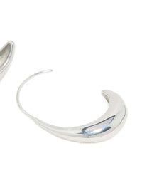 Waterproof stainless steel thick half hoop earrings in silver post detail view - link has visual effect only