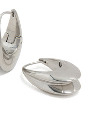 Waterproof Stainless Steel Oval Concave Huggie Earrings - link has visual effect only