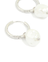Waterproof Stainless Steel Pearl Huggie Earrings - link has visual effect only