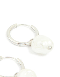 Waterproof Stainless Steel Pearl Huggie Earrings - link has visual effect only