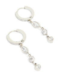 Waterproof Stainless Steel Cubic Zirconia Huggie Drop Earrings - link has visual effect only