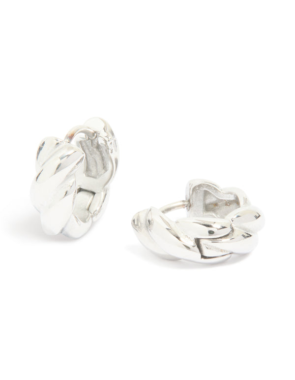 Waterproof Stainless Steel Twisted Hoop Earrings