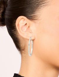Waterproof Stainless Steel Diamante Hoop Earrings 45 MM - link has visual effect only