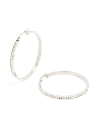 Waterproof Stainless Steel Diamante Hoop Earrings 45 MM - link has visual effect only