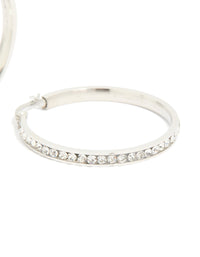 Waterproof Stainless Steel Diamante Hoop Earrings 35 MM - link has visual effect only