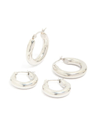 Waterproof Stainless Steel Tube Hoop Earrings 2-Pack - link has visual effect only