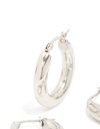 Waterproof Stainless Steel Tube Hoop Earrings 2-Pack - link has visual effect only