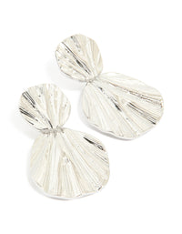 Waterproof Stainless Steel Double Textured Drop Earrings - link has visual effect only