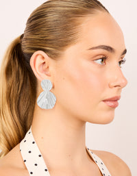 Waterproof Stainless Steel Double Textured Drop Earrings - link has visual effect only