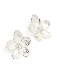 Waterproof Stainless Steel Mini Textured Flower Earrings - link has visual effect only