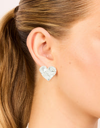 Waterproof Stainless Steel Molten Heart Stud Earrings - link has visual effect only