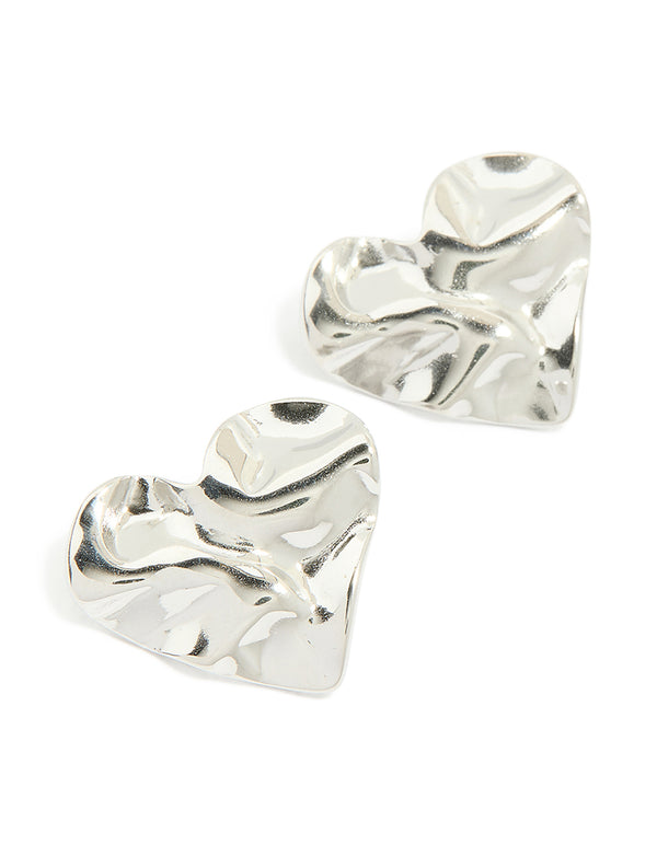 Waterproof Stainless Steel Molten Heart Stud Earrings