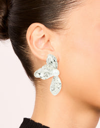 Waterproof Stainless Steel Pearl Large Flower Stud Earrings - link has visual effect only
