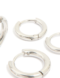 Waterproof Stainless Steel Cubic Zirconia Stacking Earrings 4-Pack - link has visual effect only