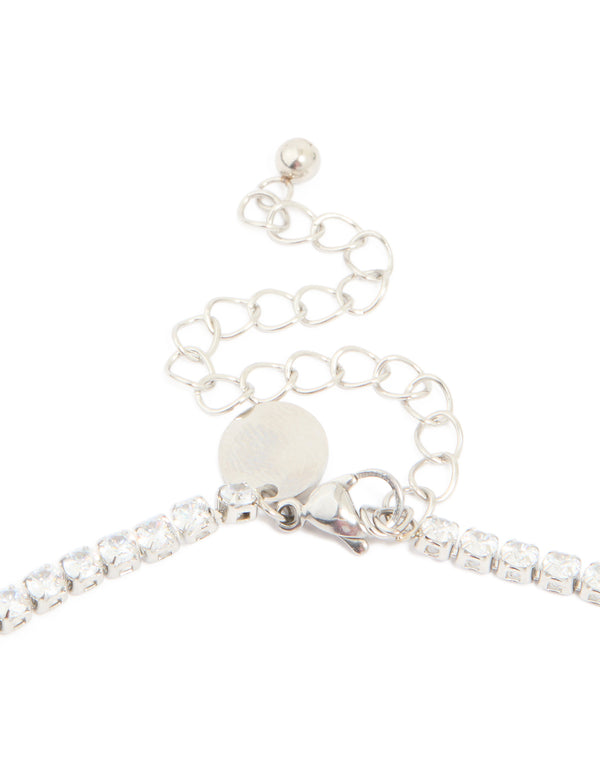 Waterproof Stainless Steel Cubic Zirconia Classic Tennis Necklace