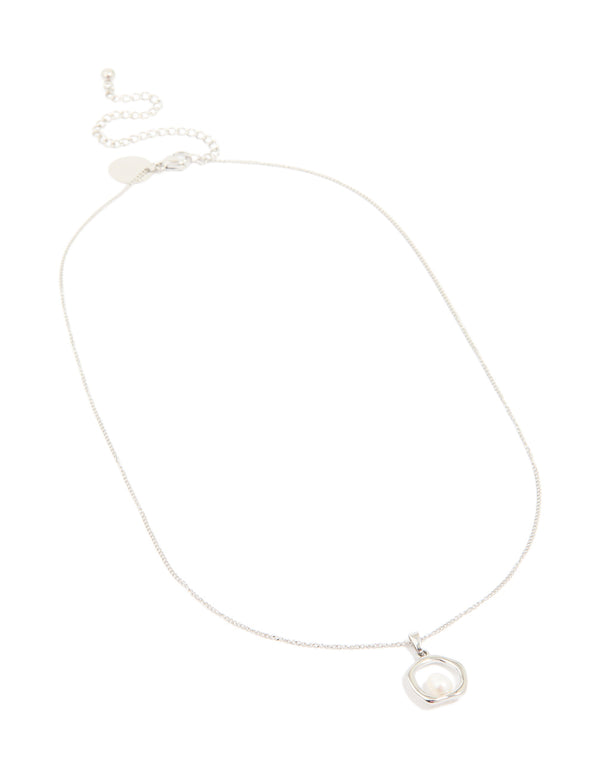 Waterproof Stainless Steel Freshwater Molten Hoop Pearl Centre Pendant Necklace