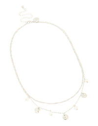 Waterproof Stainless Steel Pearl & Molten Pendant Chain Layered Necklace - link has visual effect only