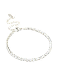 Waterproof Stainless Steel Cubic Zirconia Tennis Bracelet - link has visual effect only